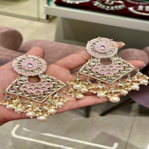 Pink meenakari earrings