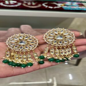 Green Kundan earrings